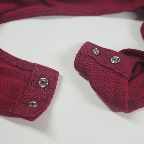 UK2LA Wine Burgundy Open Back Criss Cross Bodysuit - Picture 8 of 8